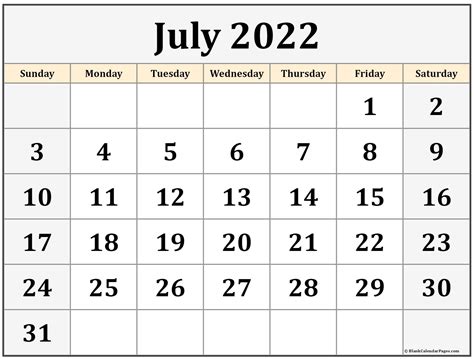 july 2022|July 2022 Calendar.